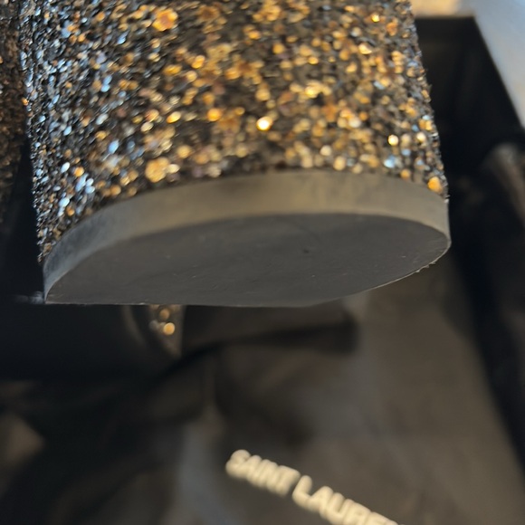 BNIB SAINT LAURENT “LOULOU” GLITTER ANKLE BOOTS size 9/39- retail $1295USD - Picture 8 of 16